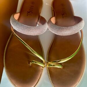 Slippers gold rhinestone encrusted size 9 new
